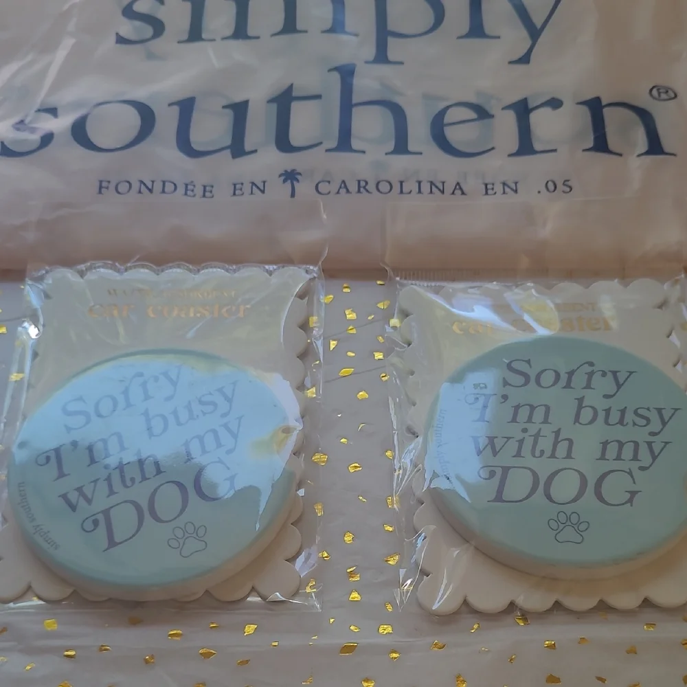 Simply Southern Light Blue Car Coasters Set